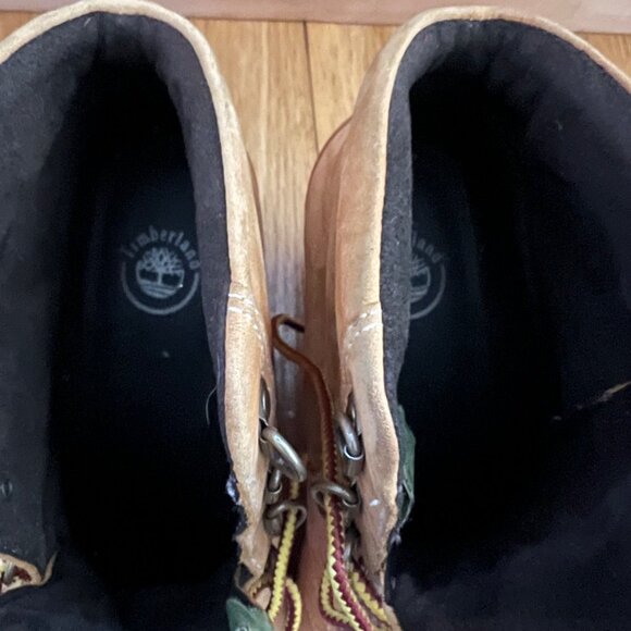 Timberland Size 8.5 M Tan Leather Lace-Up Wedge Heel Ankle Bootie Boots Shoes - Picture 13 of 16